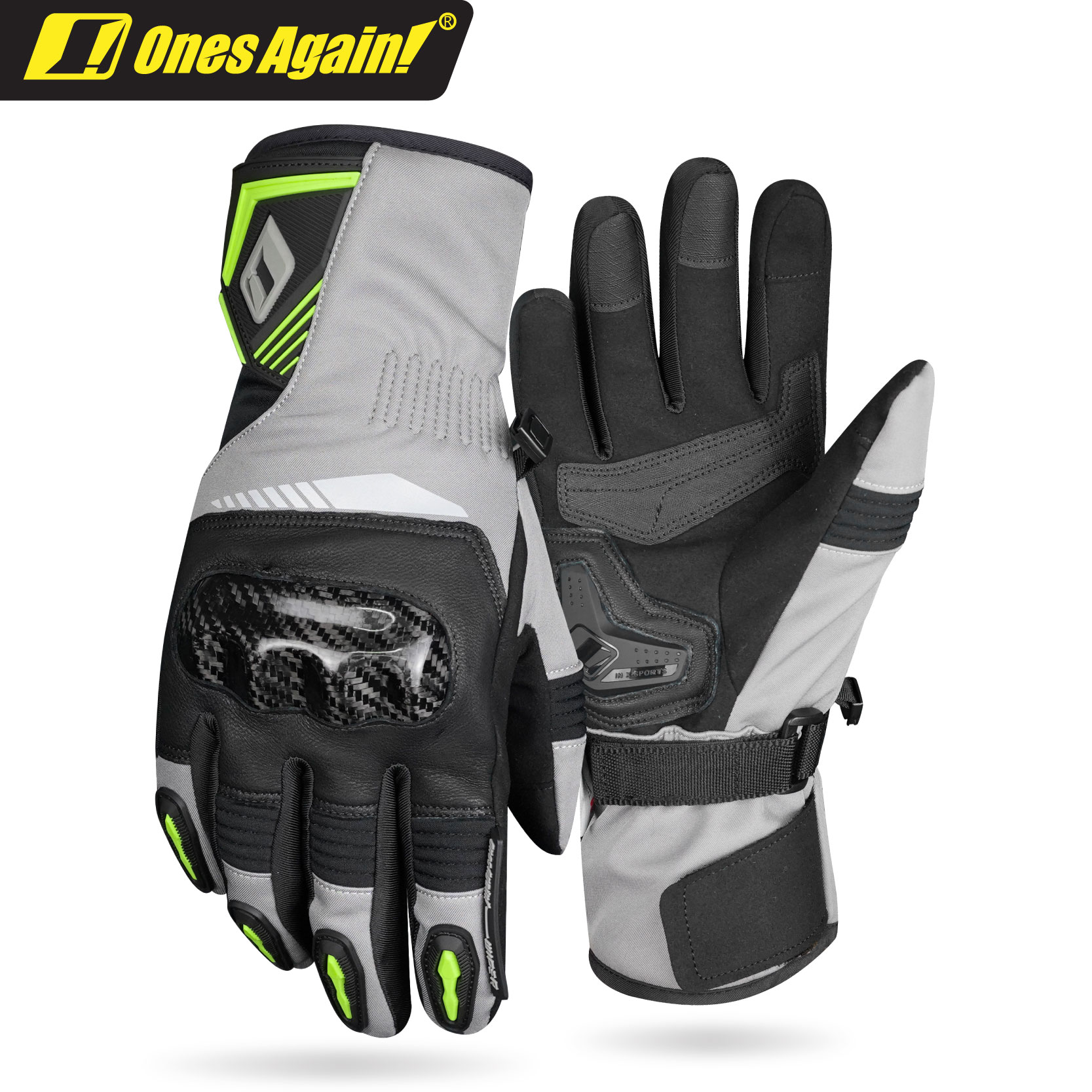 MG24 Guantes de moto de invierno para ir al trabajo Protección de fibra de carbono Cálidos e impermeables Thunder Frost 2