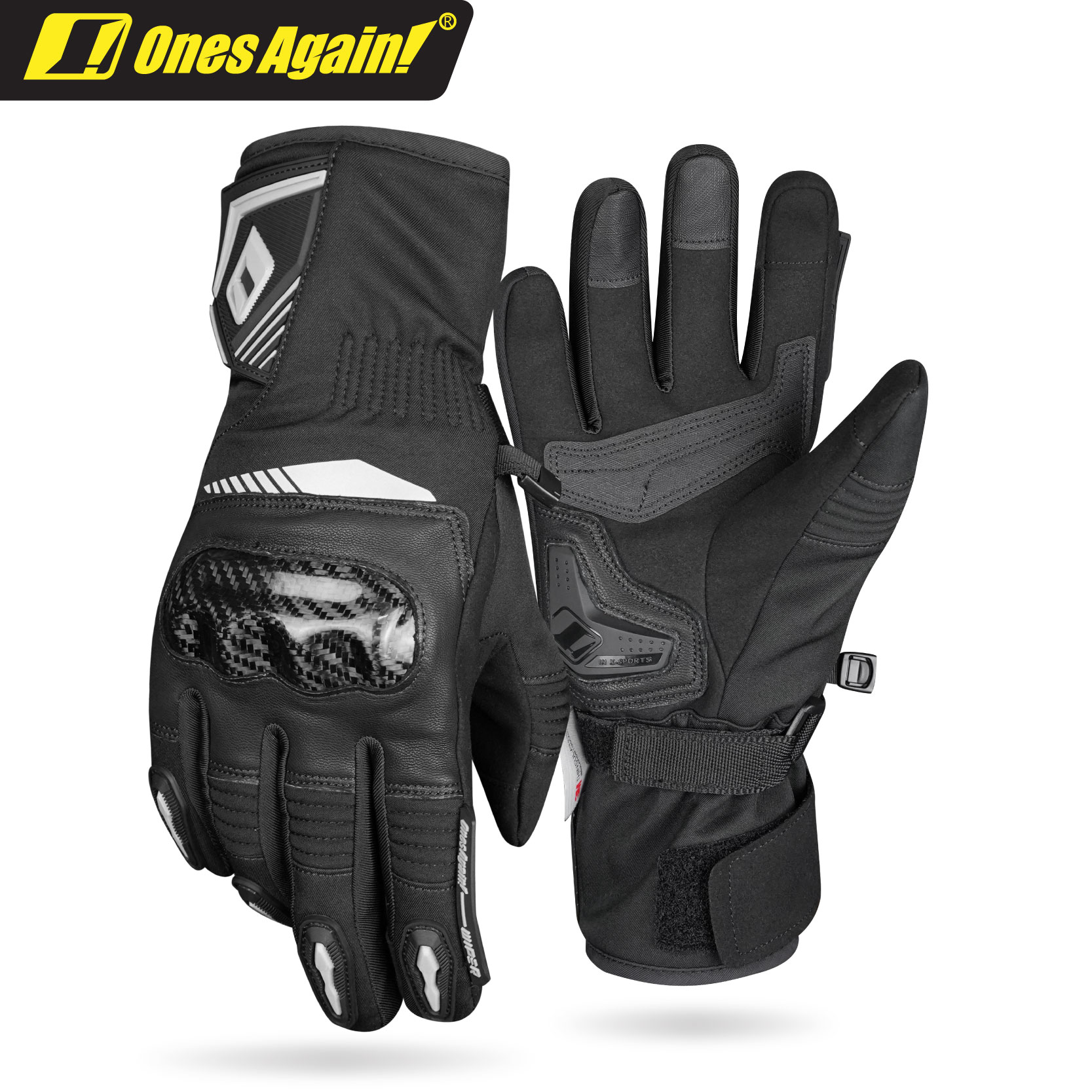 MG24 Guantes de moto de invierno para ir al trabajo Protección de fibra de carbono Cálidos e impermeables Thunder Frost 2