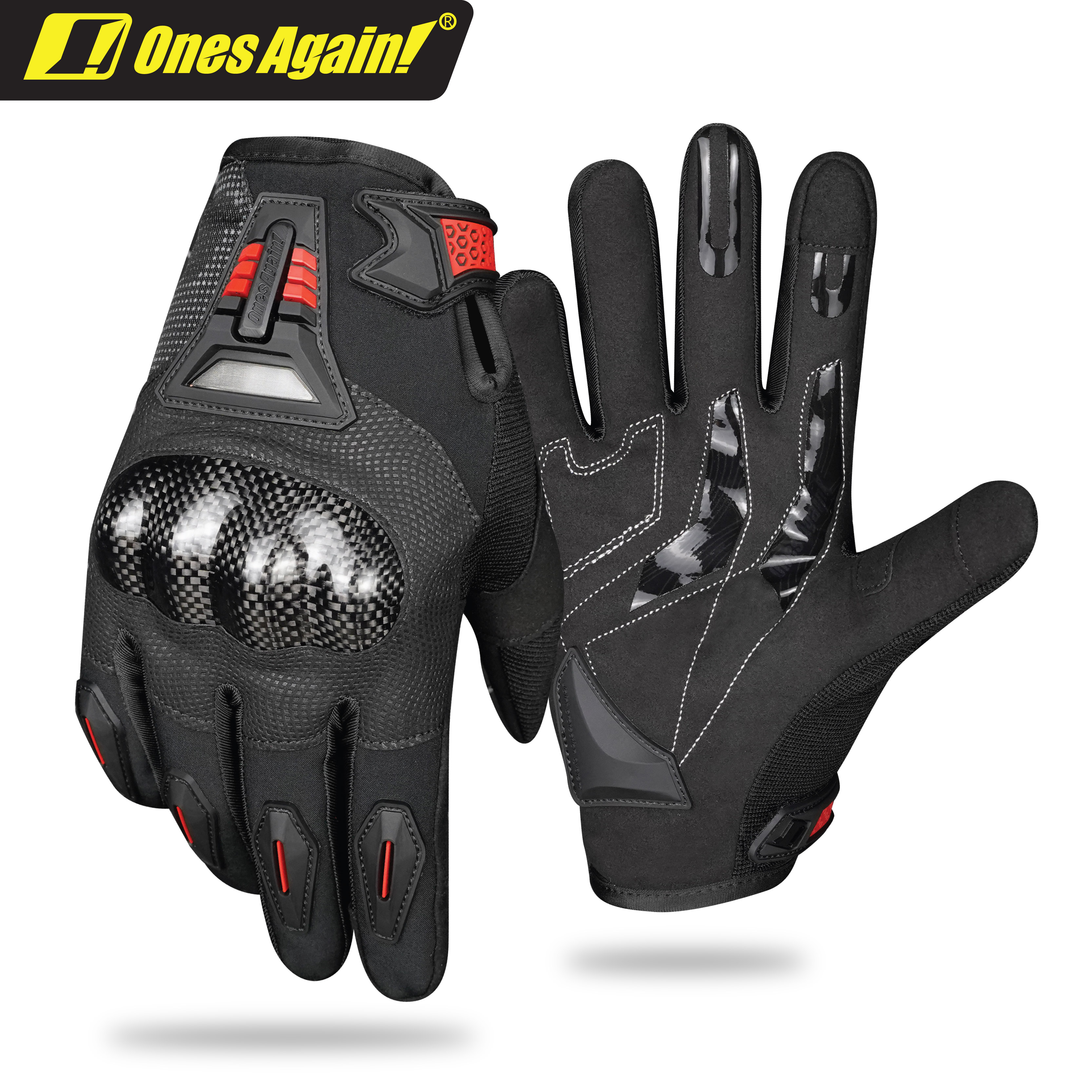 MG07P-CF Guantes protectores de conducción cálidos e impermeables de fibra de carbono para viajes en las cuatro estaciones Armadura de demonio relámpago